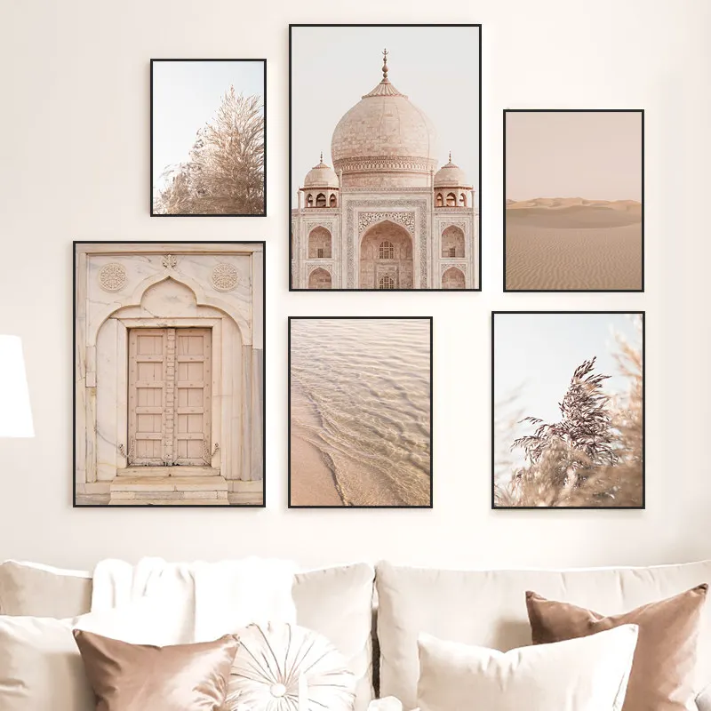 

Morocco Tourism Door Poster Retro Architecture Canvas Print Painting Islamic Photography Wall Art Picture Classic Building XD005