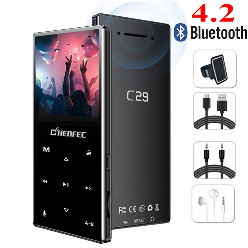 Новый MP3 плеер с Bluetooth металлическая сенсорная кнопка поддержка SD карты Hi Fi без