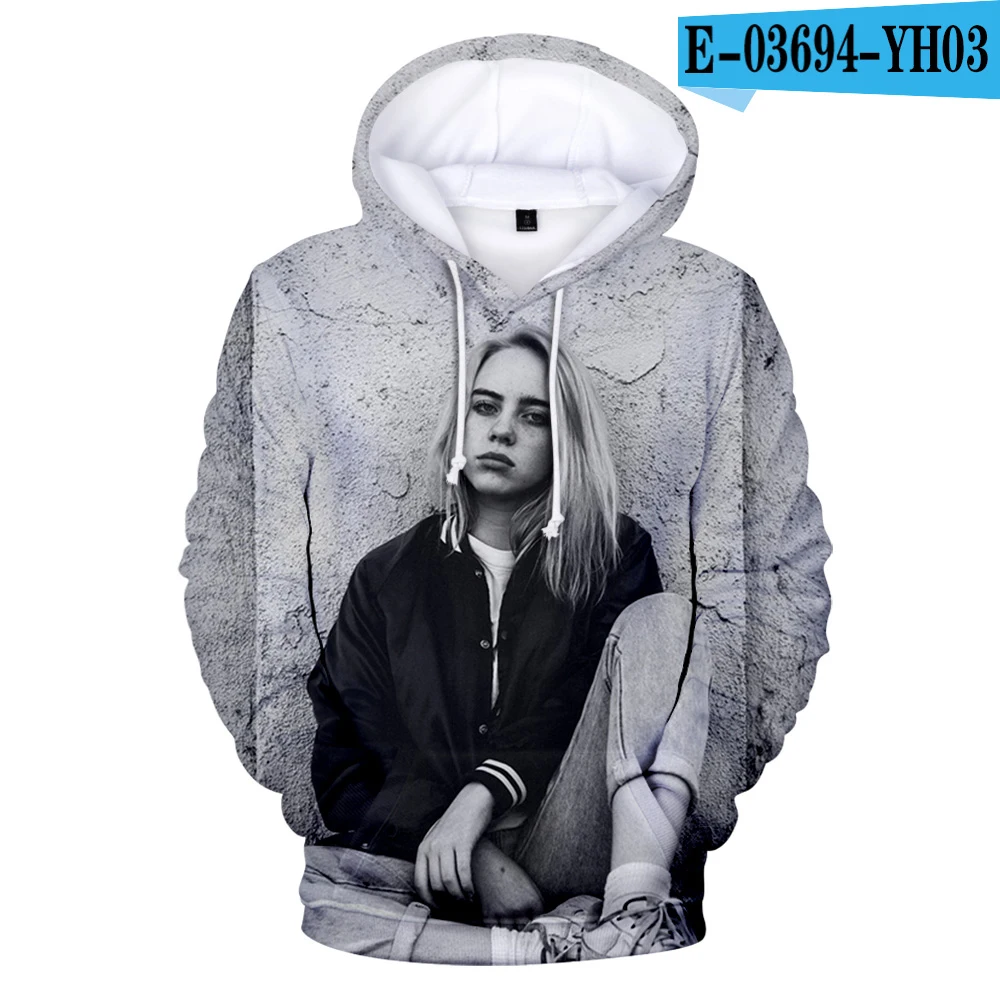 Лидер продаж, худи Billie Eilish, свитшоты, Новое поступление, мужские и женские пуловеры для девочек, осенне-зимние свитшоты Billie Eilish - Цвет: 3D