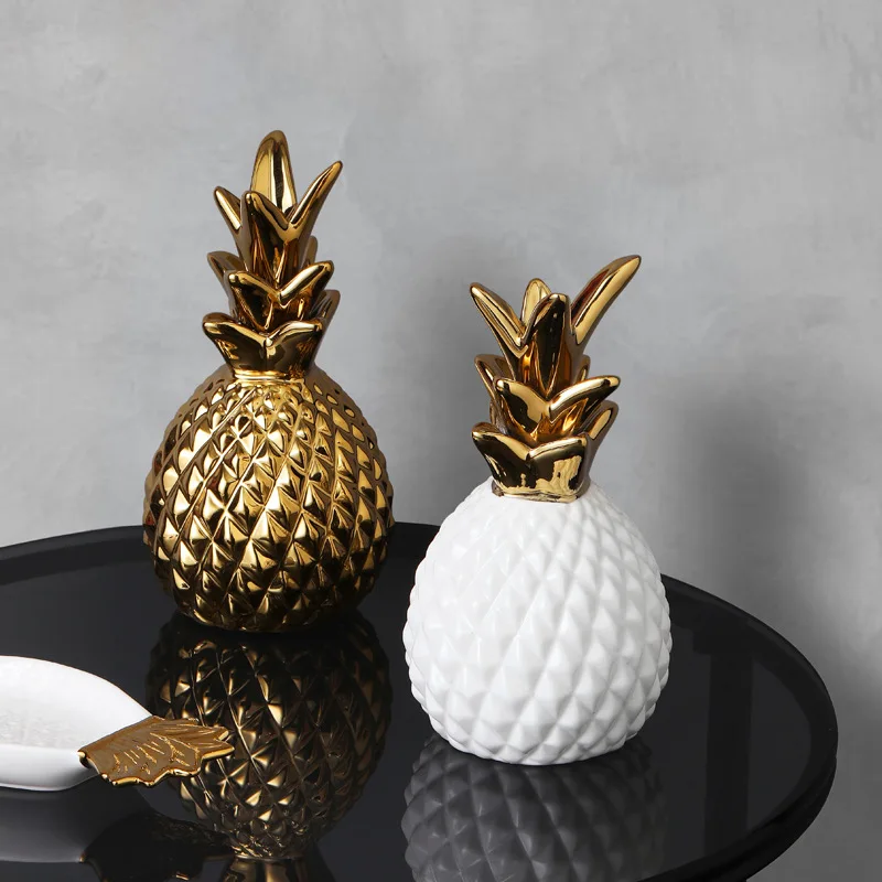 

Light Luxury Ceramic Pineapple Ornaments Jewelry Cosmetics Storage Tray Nordic Living Room Tv Cabinet Desktop Home Decoration