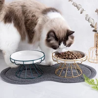 pet ceramic bowl nordic cat bowl tall ceramic cat food bowl snack canned plate anti cervical spondylosis cat food bowl