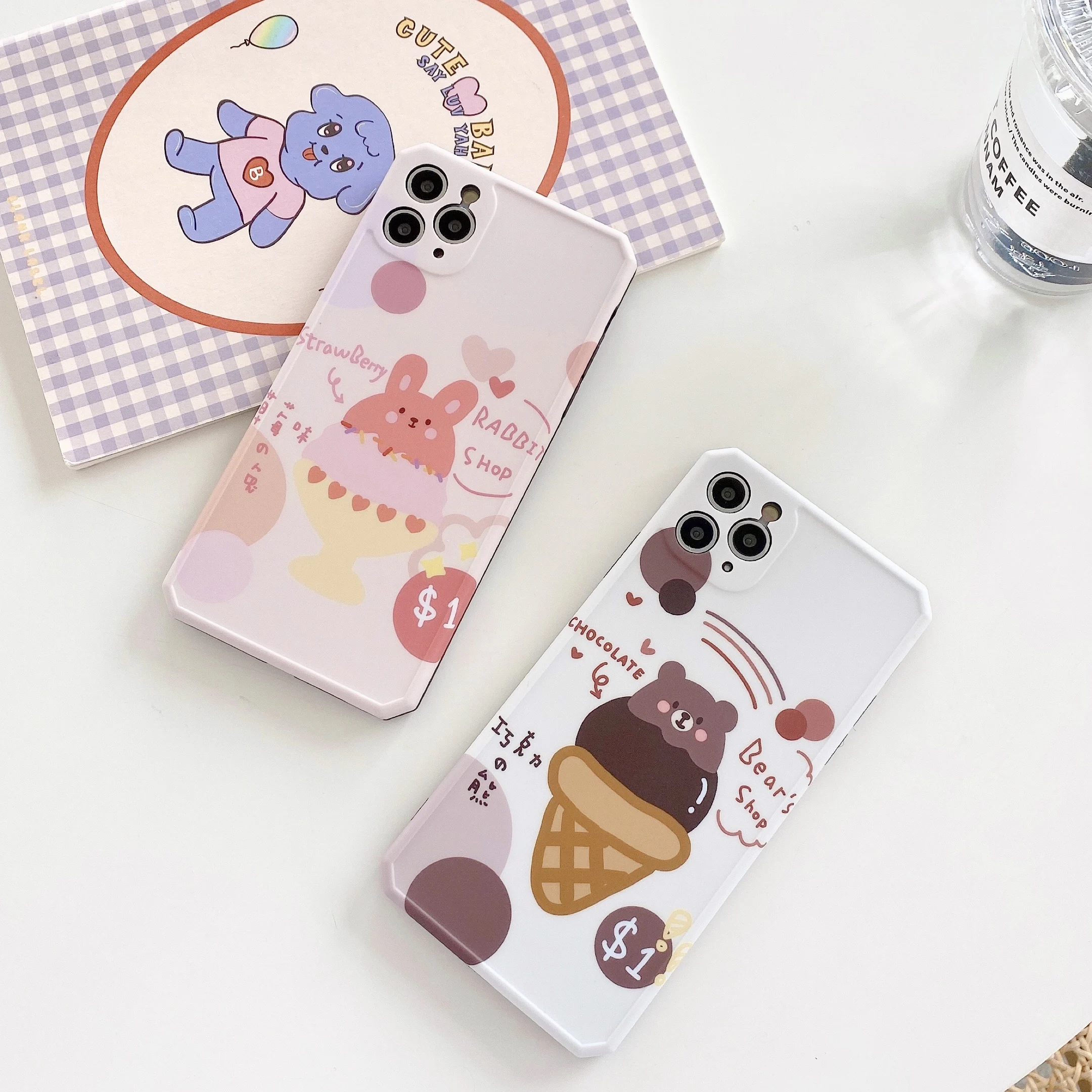 

The patterns of bunny ice cream and bear ice cream are suitable for iPhone 11 and iPhone 12 series mobile phone cases