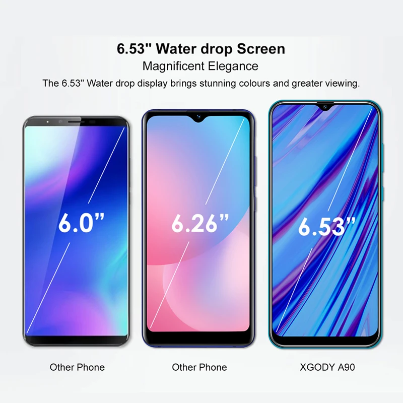 Смартфон XGODY A90 3G экран 6 53 дюйма Android 2 ГБ 16 четыре ядра две Sim-карты камера 5 Мп Wi-Fi