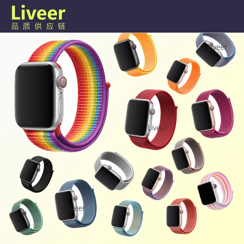 Apple watch ремень серии 1/2/3/4 Спортивное кольцо нейлон apple band 44 мм 42 40 38 версия наручных