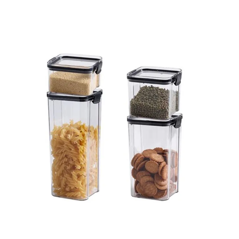 

Sugar Storage Box Food Storage Tank Noodle Jar Multigrain Coffee Organizer Container Kitchen Plastic Square Bottle With lid