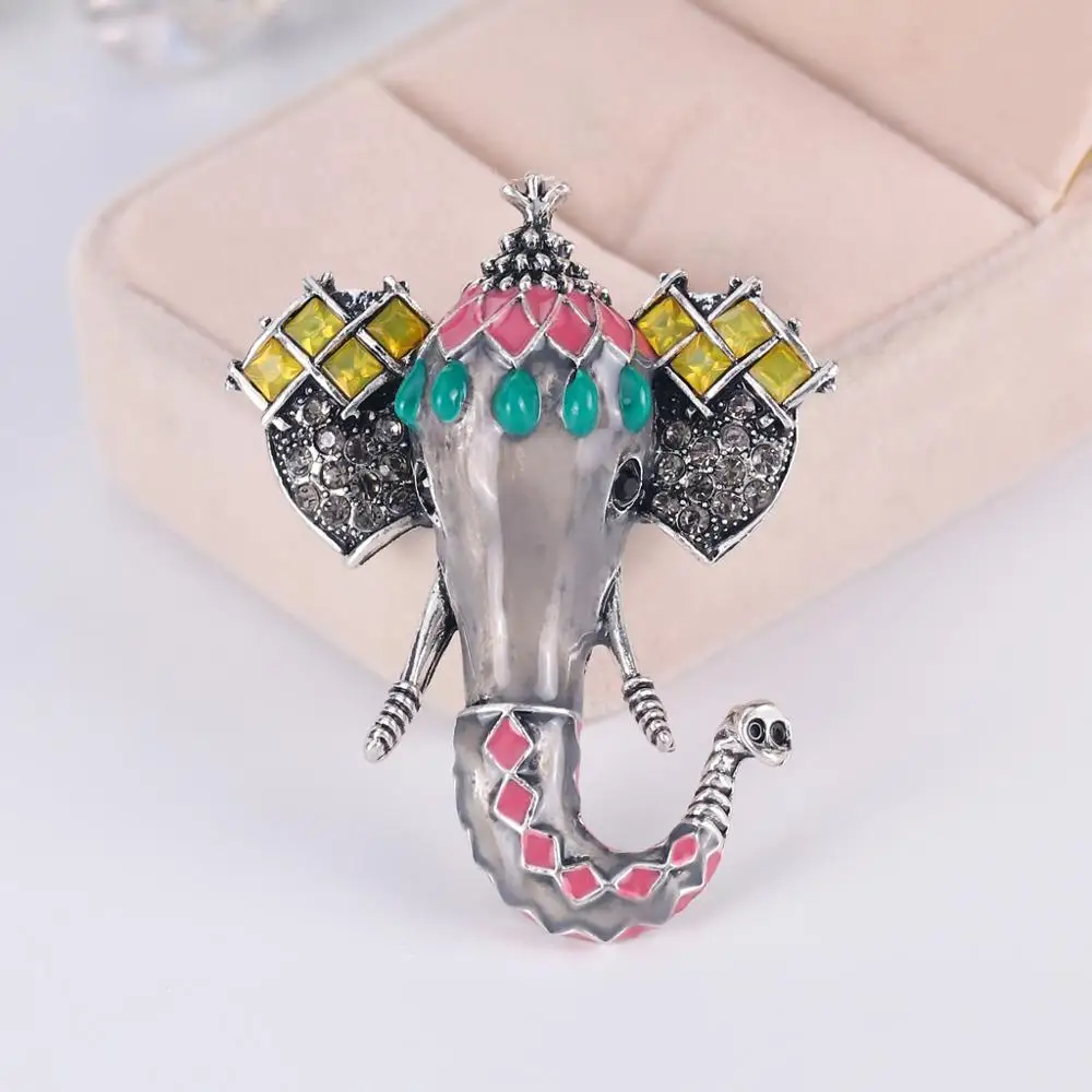 Модные броши 2019 брошь слон стразы эмаль на булавке Женские аксессуары сосны