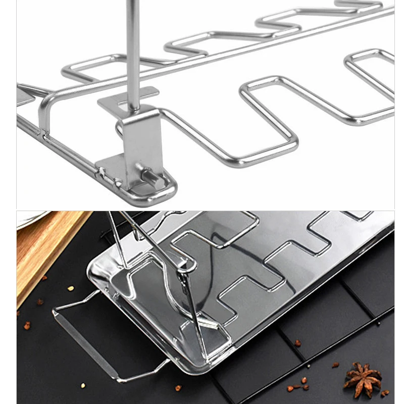 

Stainless Steel Card Slot Beef Chicken Leg Rack Grill Clip Foldable Chicken Grill Oven Roaster Outdoor Travel Barbecue Tools