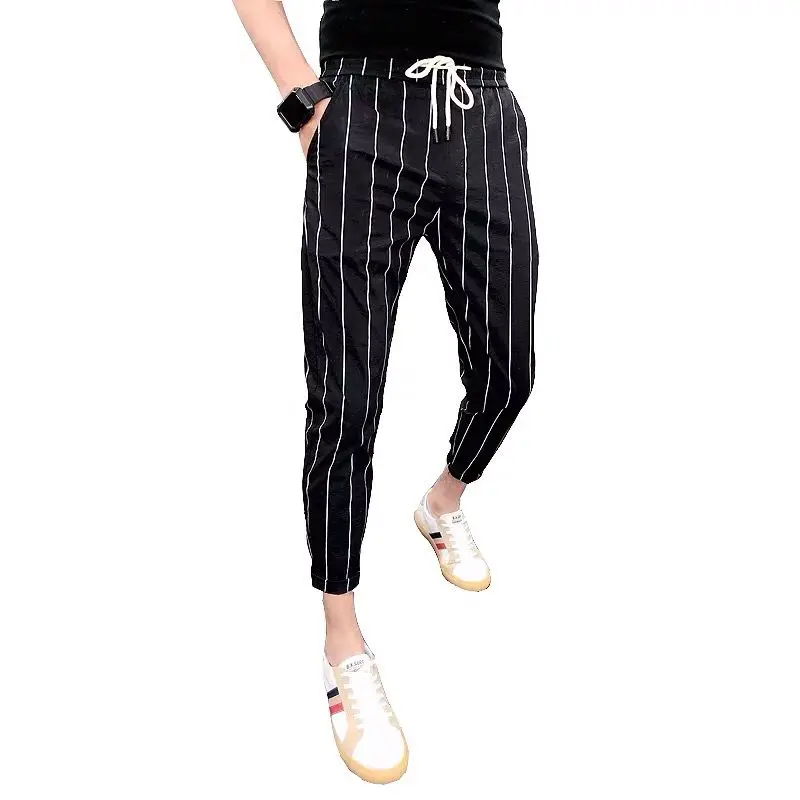 

2019 new men's slim pants plaid pants casual pants tapered pencil pants fashion Korean