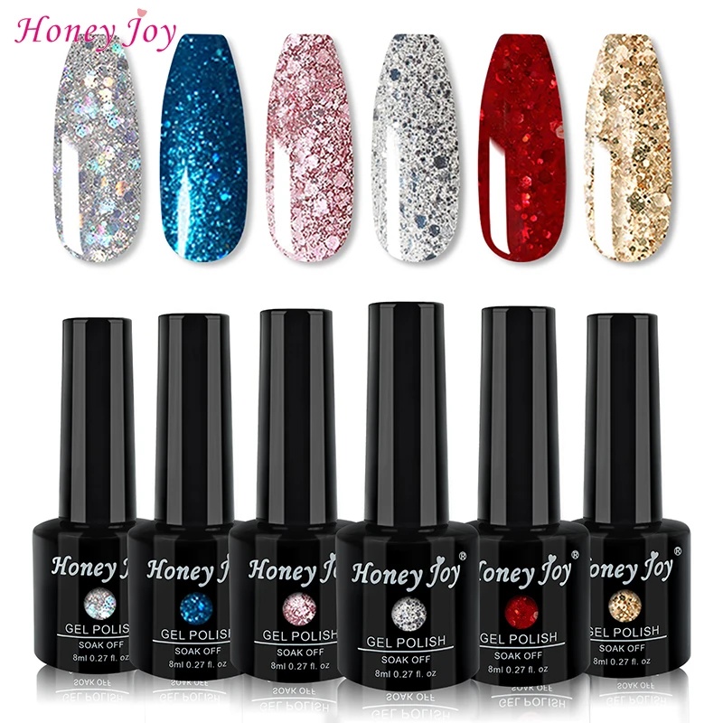 8 мл набор гель-лаков для ногтей с блестками Синий Красный Серебряный цвет