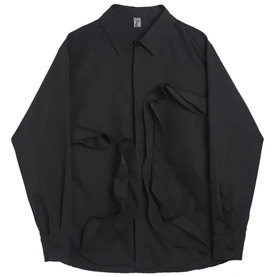 Yamamoto Dark Yoji дизайнерская домашняя рубашка с длинными рукавами и накладным