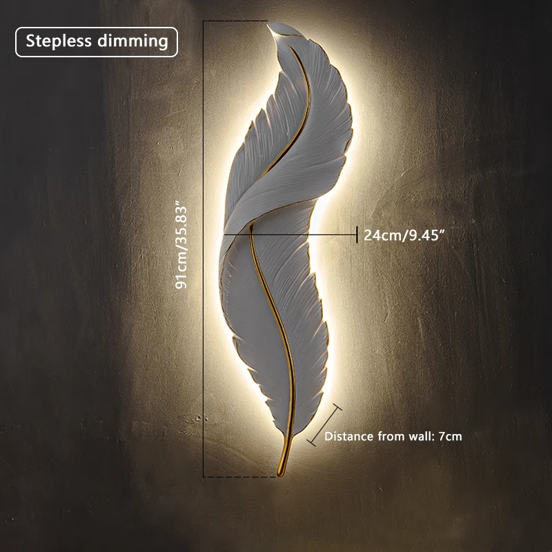 Современные Настенные светильники с белыми перьями фоновая настенная лампа для