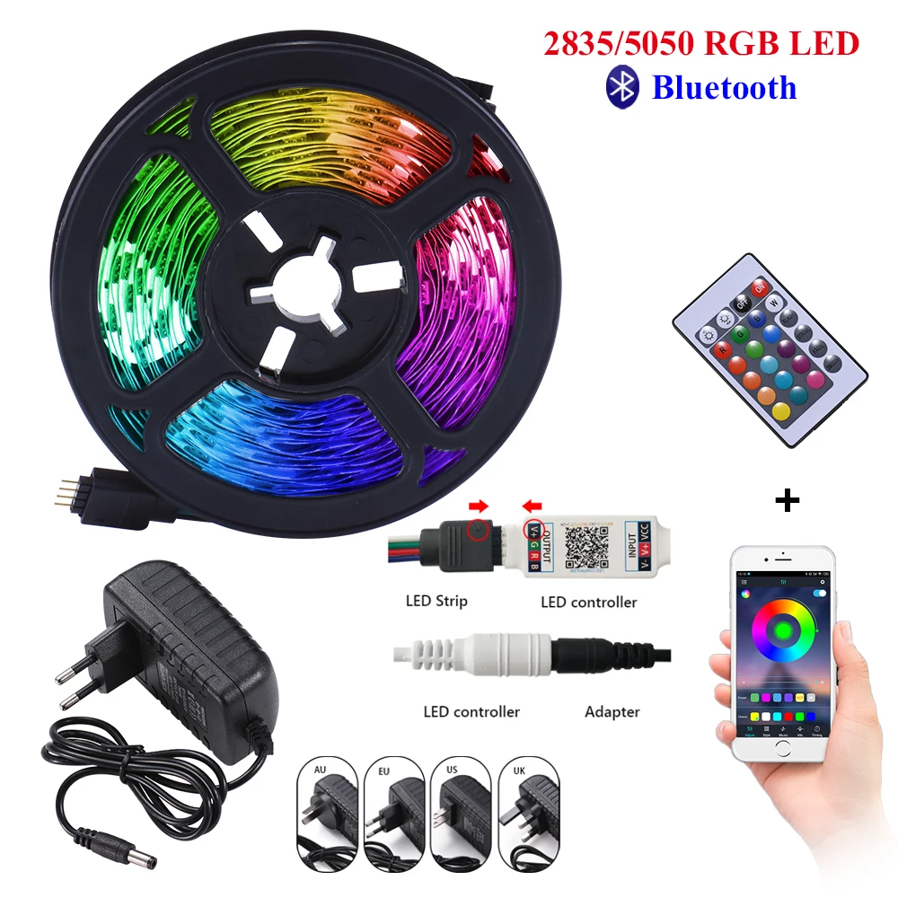 

Светодиодная Водонепроницаемая ленсветильник RGB 5050 SMD с поддержкой Bluetooth, 20 м, 5 м, 10 м, 12 В постоянного тока, 15 м, 2835