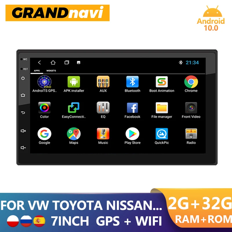 grand 2 din android car radio gps multimedia video player 2 5d navigation bluetooth autoradio 2din for vw toyota nissan hyundai free global shipping