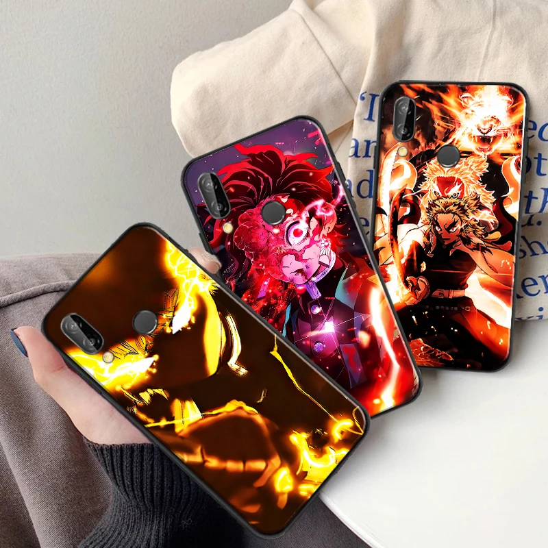 

Japan Anime Demon Slayer Kamado Tanjirou Nezuko Phone Case For Huawei P Smart Z 2019 2021 P20 Lite P30 P40 P40 Lite Pro Cover