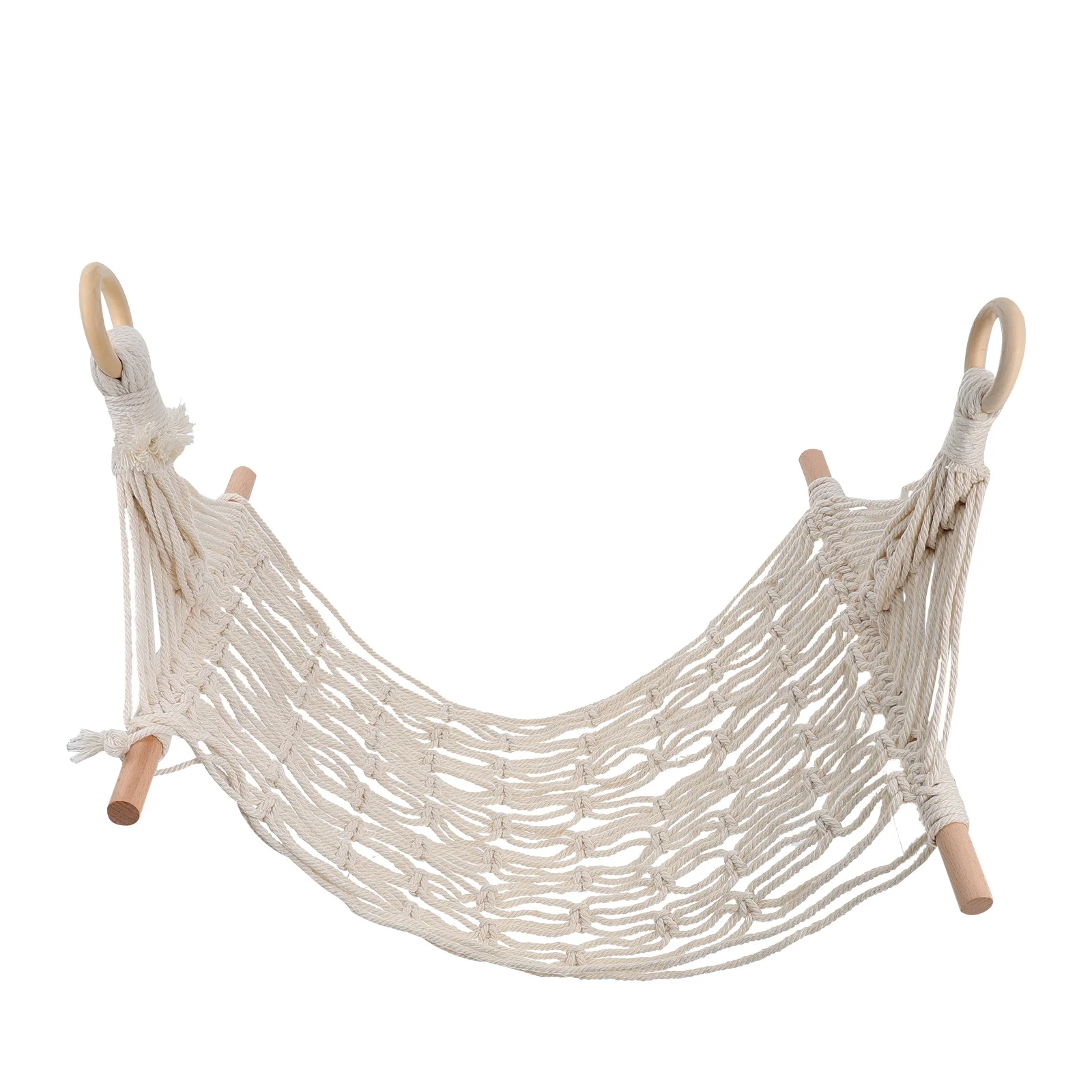

1Pc Fruit Vegetable Hammock Hand-woven Hanging Basket Kitchen Gadget Beige