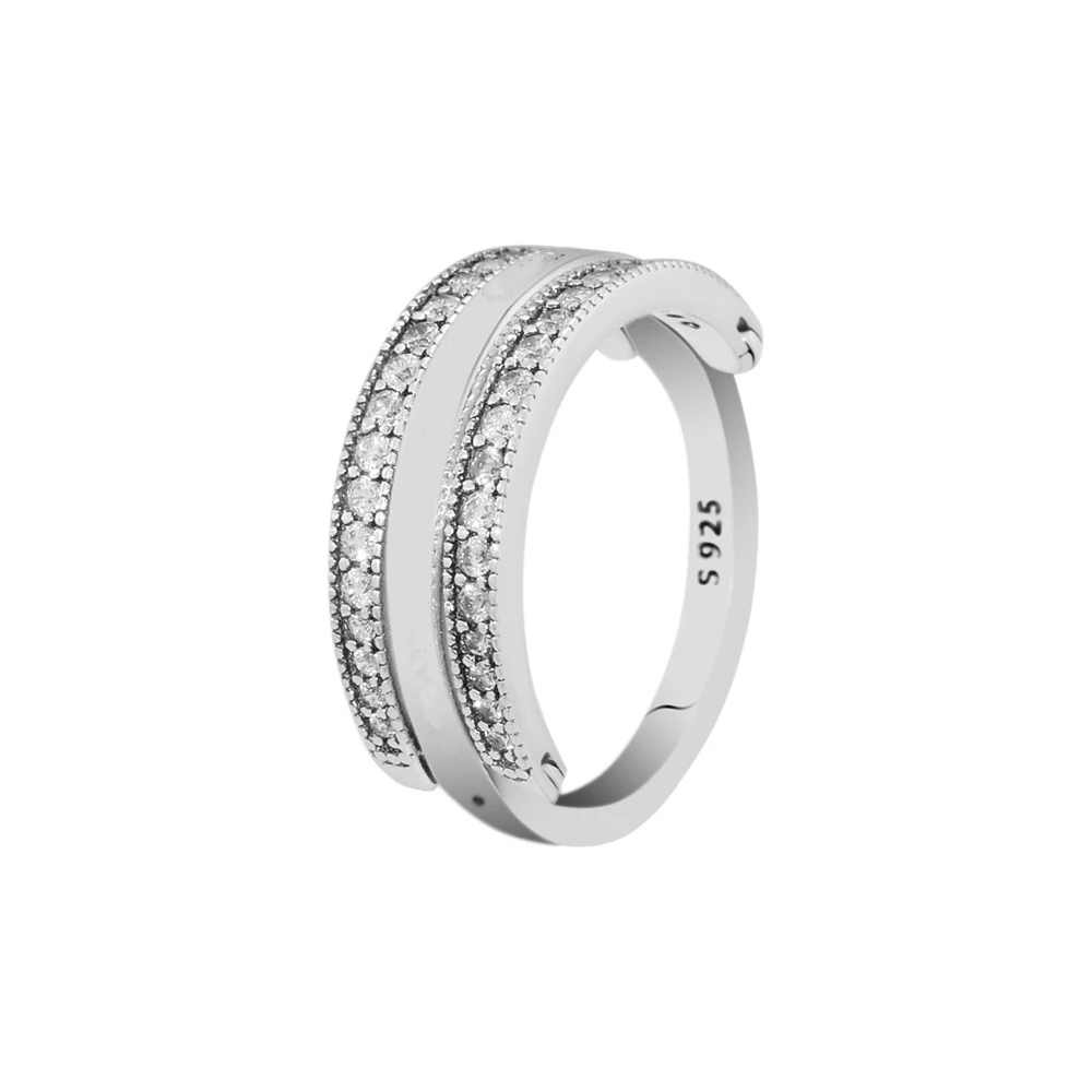 Flipping Hearts Ring Clear CZ Rings For Jewelry Making 925 Original Silver Make Up Woman Gift | Украшения и аксессуары