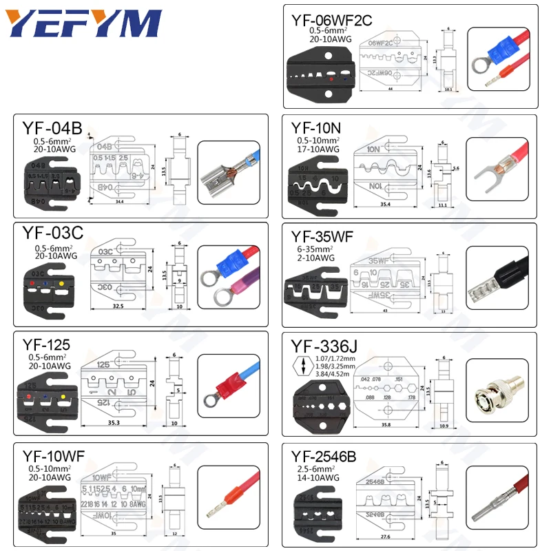 YF-04B Crimping Pliers plug/tube/Insulated/coaxial terminal Terminals Kit Multi Functional YEFYM Clamp Cable Tools | Инструменты