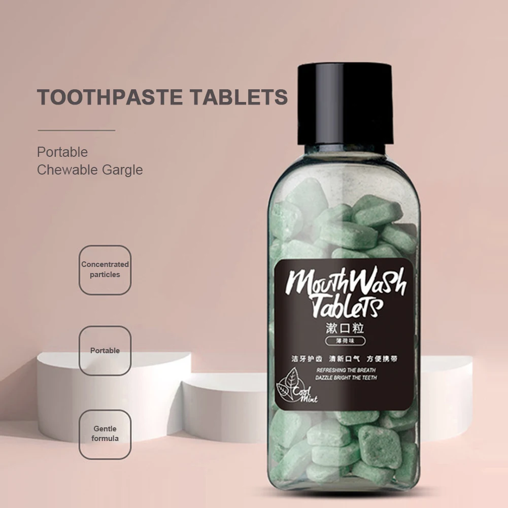 

Teeth Whitening Toothpaste Tablets Scented Fresh Breath Chewable Mouthwash Tablets, 60 Counts