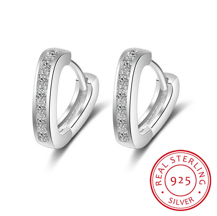 Простые крошечные серьги в форме сердца раньше серебряные маленькие кольца