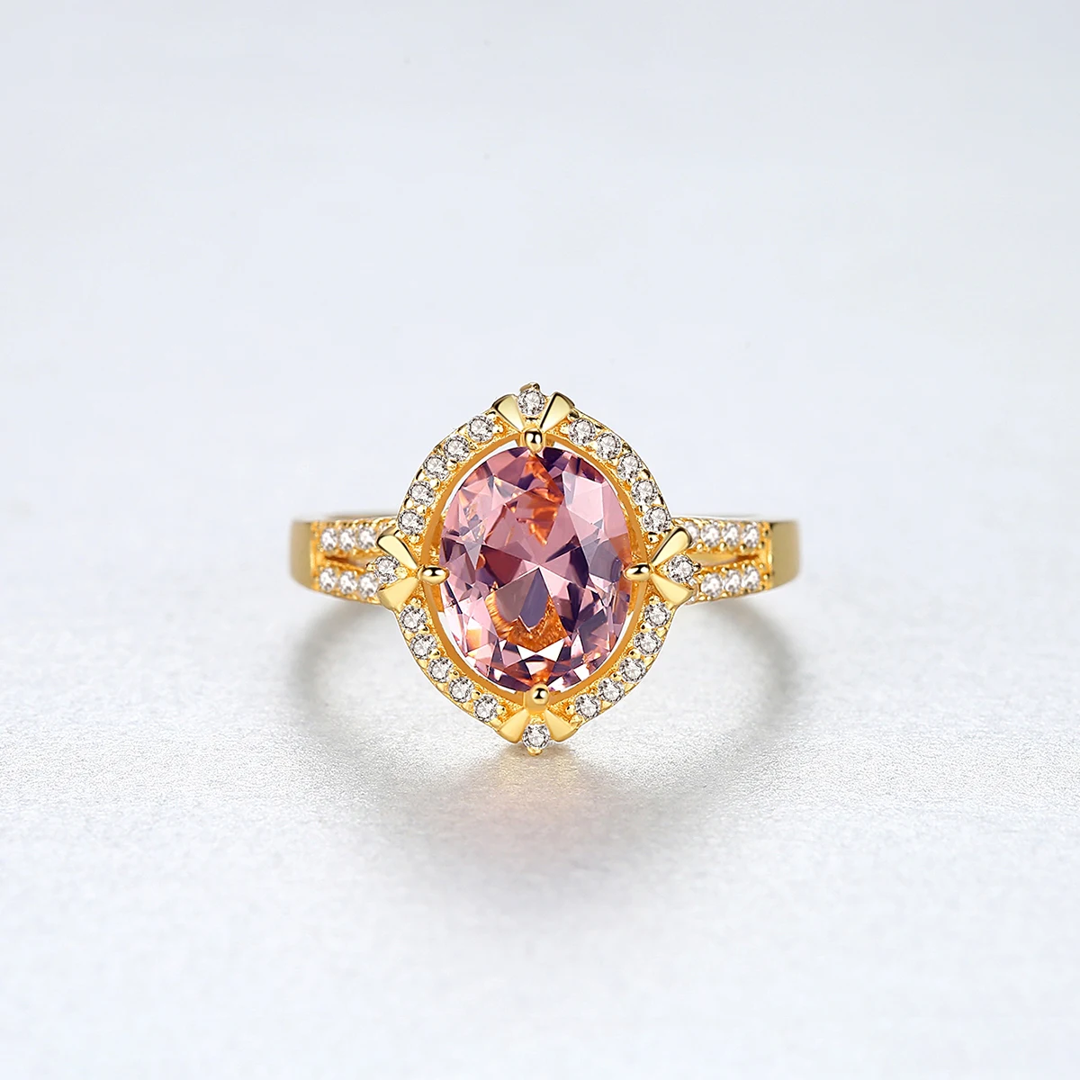 

SANYU Created Oval Morganite Gemstone Ring Sterling 925 Silver Ring For Women Wedding Engagement Ring Fine Jewelry SR0170