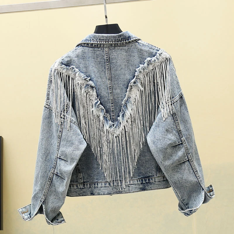 Возможно U Для женщин светильник синие джинсы куртка отложной воротник длинный