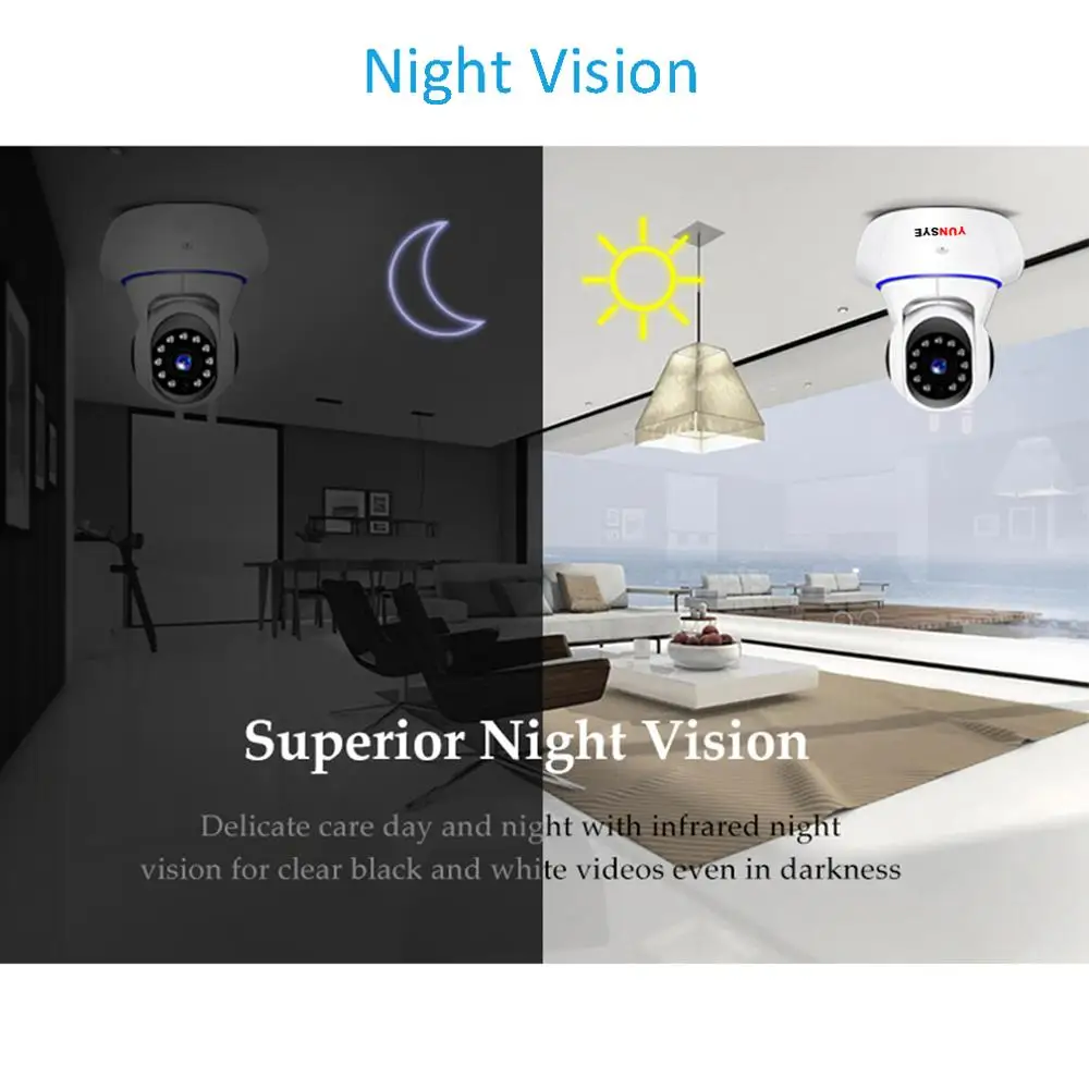 Беспроводная Wi Fi PTZ HD IP камера YUNSYE 720P 1080P домашняя Радионяня p2p два аудио ночное