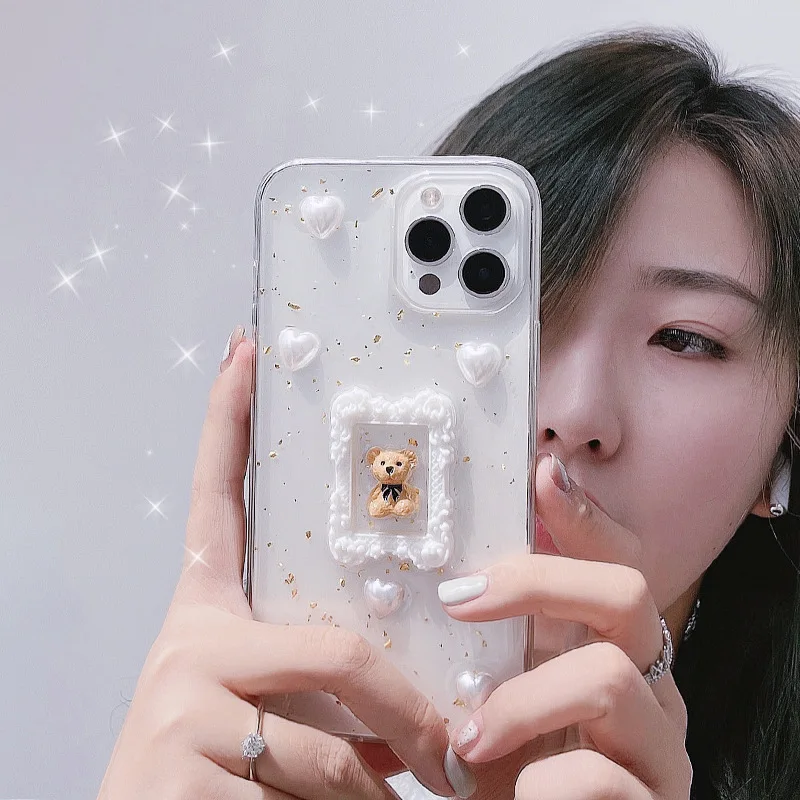 

Stereoscopic Love Bear is suitable for 11promax Apple phone case iPhone 12 girl xsmax soft shell 8plus iphone 11 phone cases