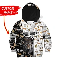 the wolf 3d printed hoodies kids custom name pullover sweatshirt tracksuit jacket t shirts boy girl funny animal clothes 04