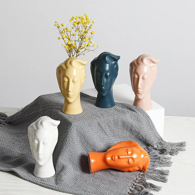 

Nordic Creative Ceramic Vase Decoration Portrait Dried Flower Vase Crafts Home Decorat Ornaments