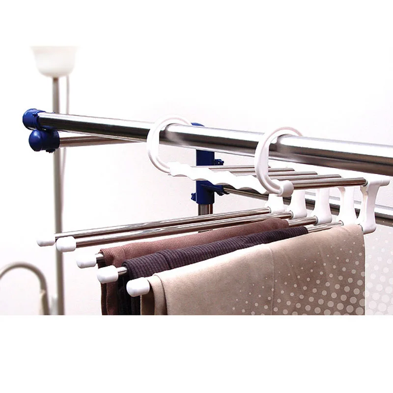 

5 in 1 Multi-function Home Hanger Stainless Steel Plastic Clothes Hanger Rack New JS23