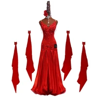 ballroom dance dress standard skirt competition dress costumes performing dress customize new arrival adult kids red embroidered