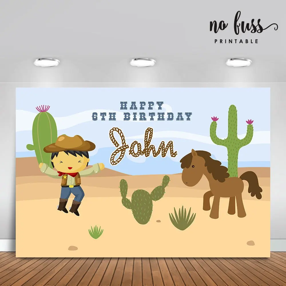 

custom cactus desert wild west kid cowboy birthday party photo background photography backdrops quality vinyl