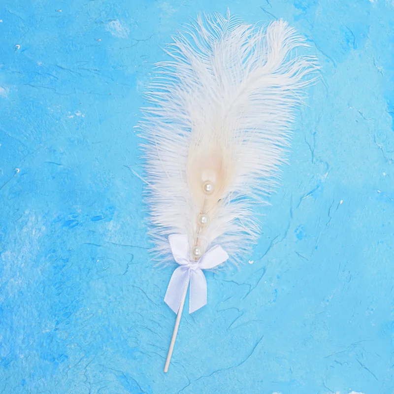 Жемчуг страуса Лебедь перо Торт Декор мороженое кекс Picks выбор Дети День рождения