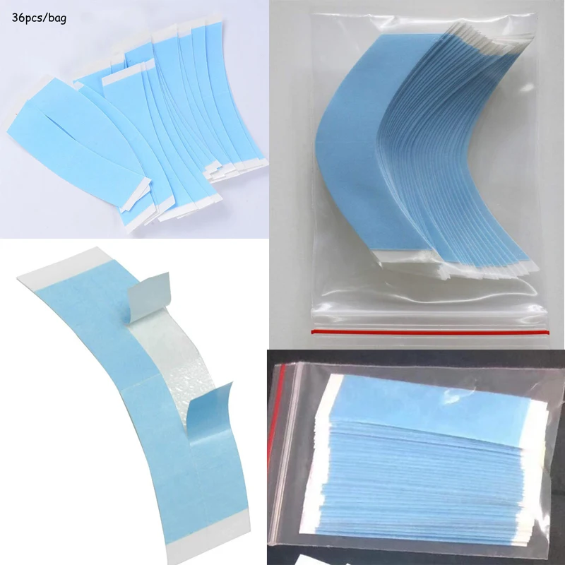 36pcs/lot Blue Strong Hair System Wig Tape Waterproof  Double Side Adhesive Super Tape For Lace Wig/Toupee/Hair Pieces