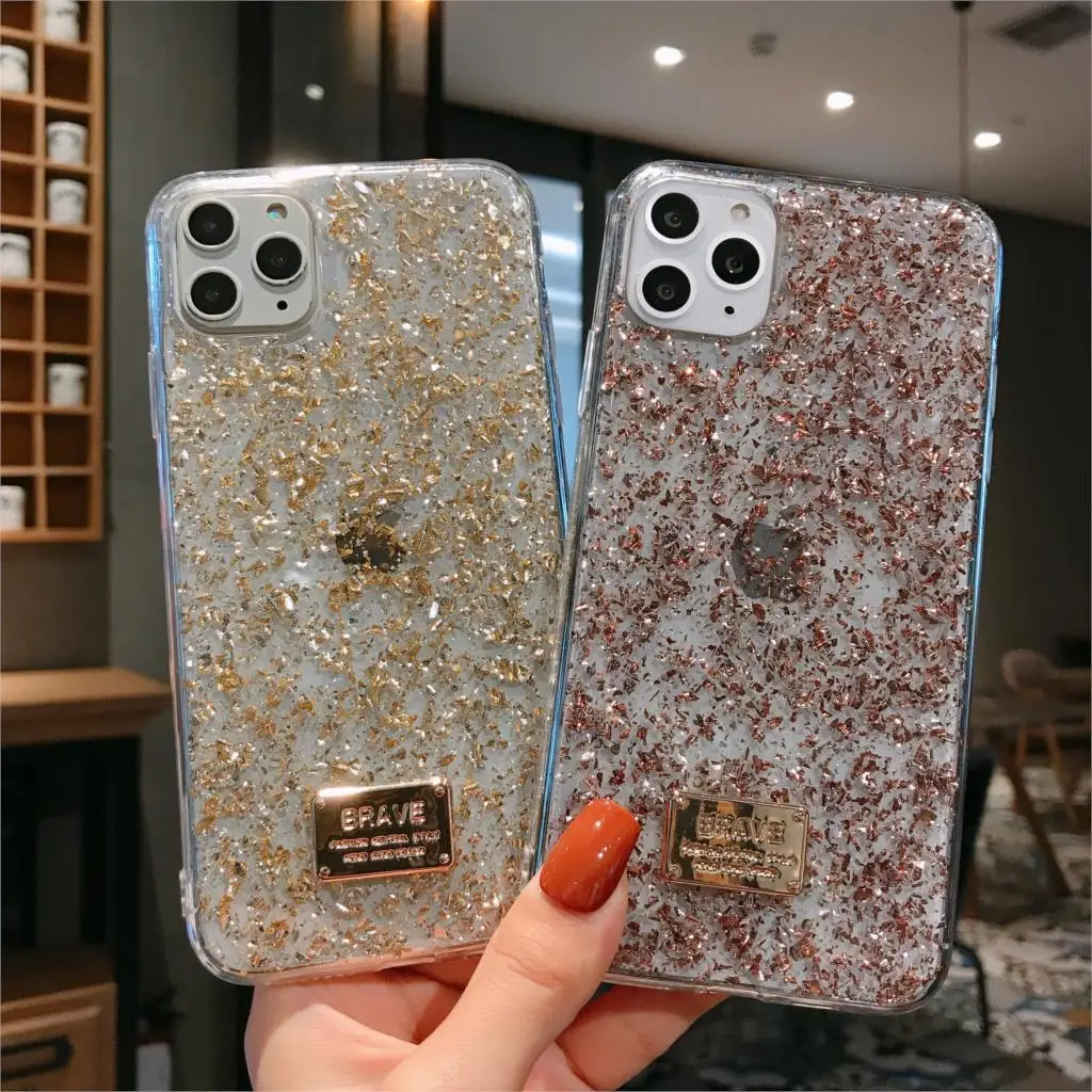 Блестящий металлический чехол из эпоксидной смолы для iphone 11promax 6 6s 7 8plus x xsmax |