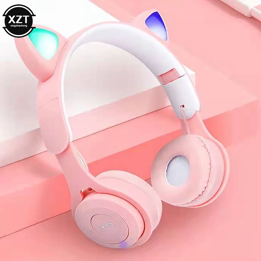Светящиеся наушники Гарнитура Беспроводная Bluetooth-гарнитура Кошачьи ушки Модная