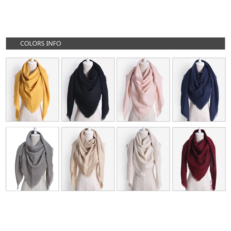 

2021 New Fashion Winter Warm Triangle Scarf For Women Pashmina Shawl Cashmere Plaid Scarves Blanket Shawls Scarf Female Stole