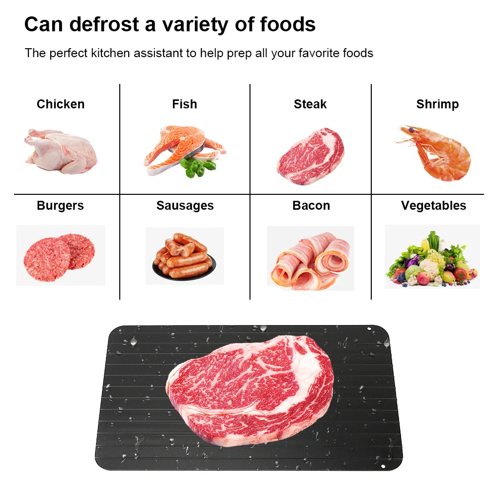 

Fast Defrosting Tray Frozen Meat Food Fruit Thawing Aluminium Quick Defrosting Plate Board Defrost Kitchen Gadget Tool