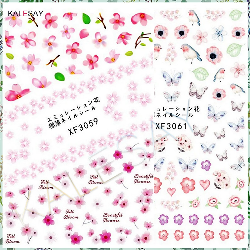 

Nail Sticker Art Decals Back Glue Manicure Design Spring Colorful Flower and Butterfly 3D Sticker for Nails Decoration Decor