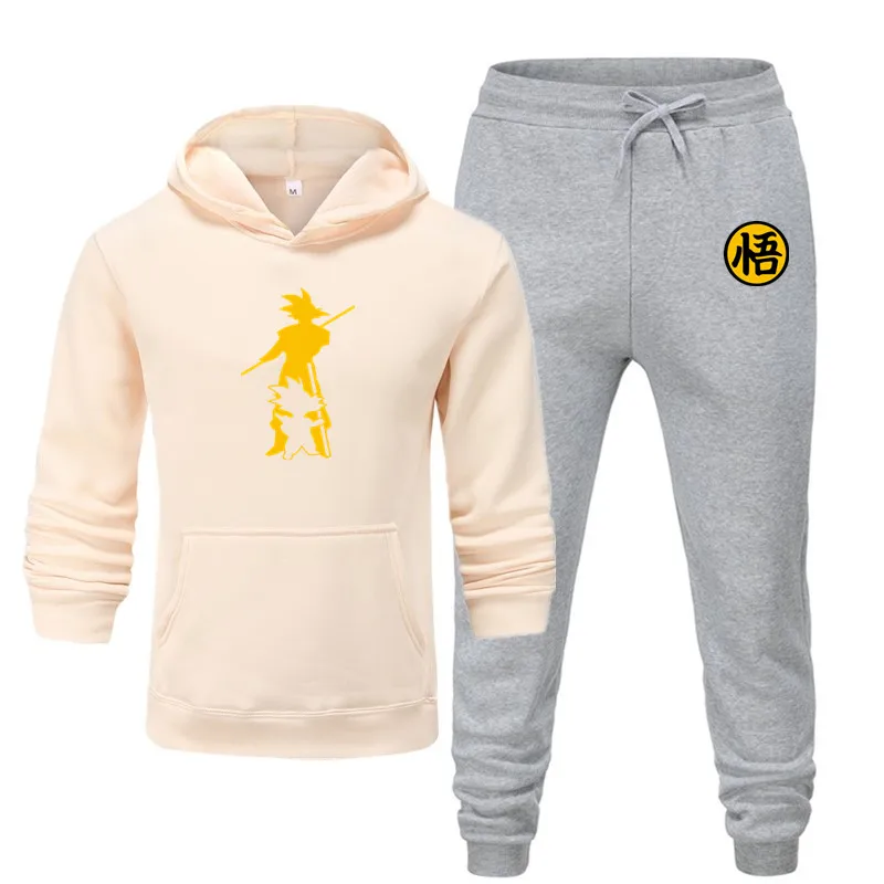 new men's hoodie suit autumn and winter warm clothing fashion printing street hoodie suit running jogging sports suit