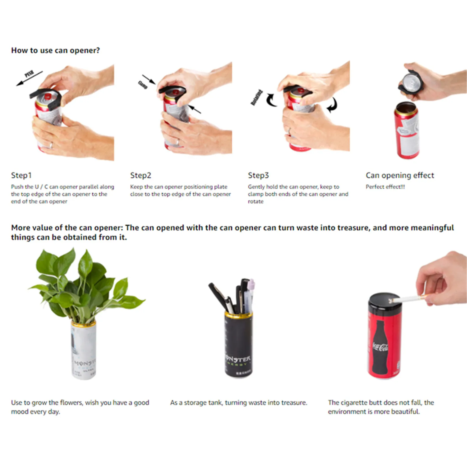 

Durable Can Opener Portable Anti-slip Sturdy Can Opener Tool Stainless Steel Blades Strong Durable For Chefs Kitchens Gifts #WO