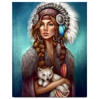 5d Diy алмазная живопись индийские женские лиса Алмазная вышивка крестиком камни в форме ромба круглый Алмазная мозаика комплект portraitZP-3822