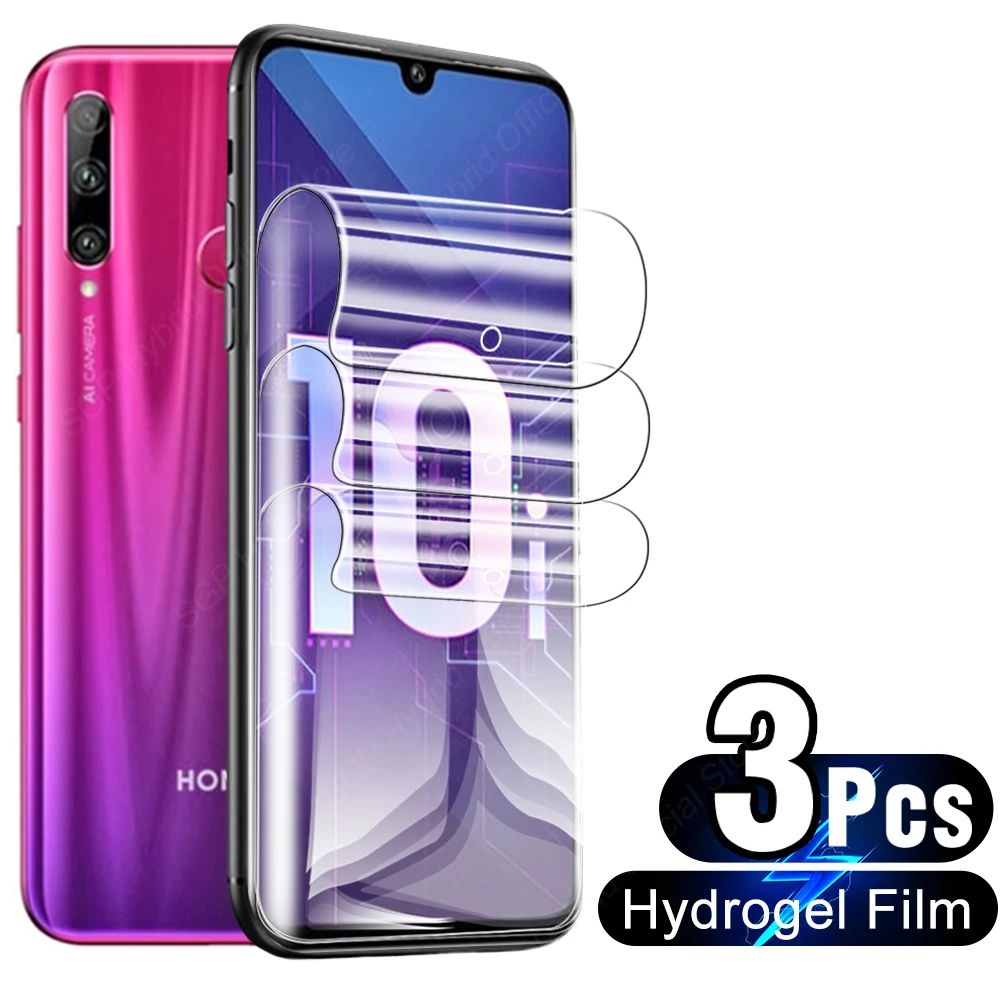 3 шт полный клей Гидрогелевая пленка защитная для Honor 10i экран и задняя защита на
