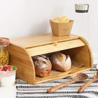 storage box bamboo bread box bins double layers food containers big drawer kitchen organizer home accessories