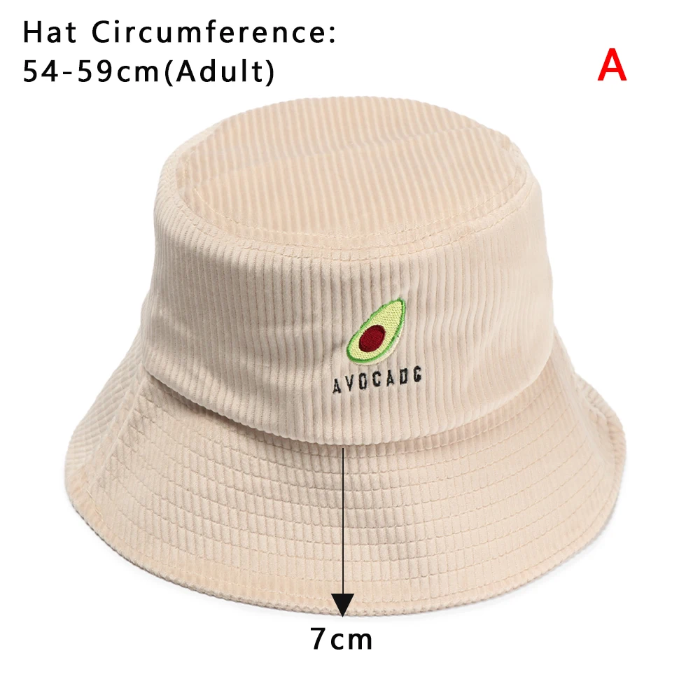 1X Рыбацкая шляпа с вышивкой Осень-зима Вельветовая авокадо и широкими полями