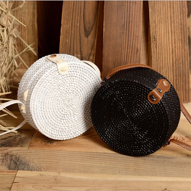 

Summer Beach Round Woven Rattan Straw Bags for Women 2021 Luxury Fashion Trends Shoulder Purses and Handbags Sac Femme