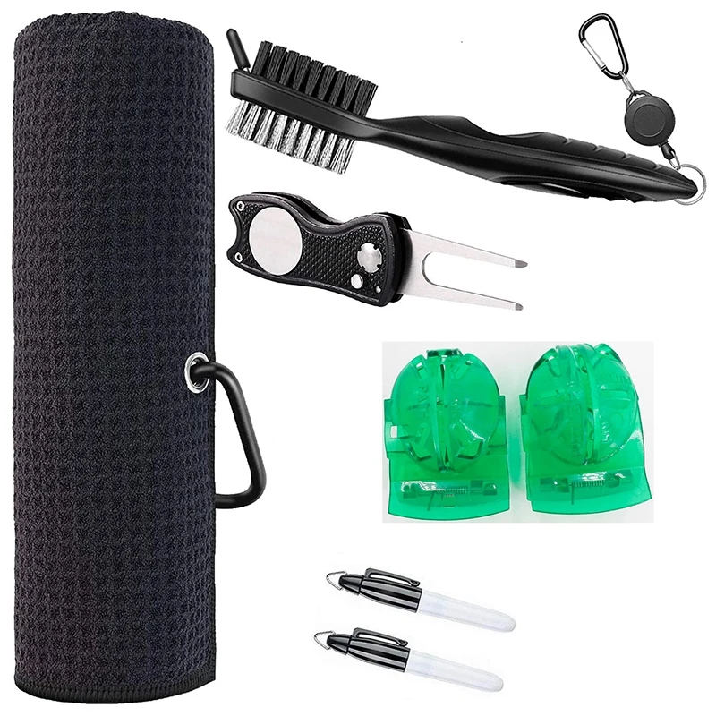

Golf Towel and Tool Accessories Kit, Golf Club Cleaner, Divot Repair Tool, Golf Club Brush, Golf Ball Marker