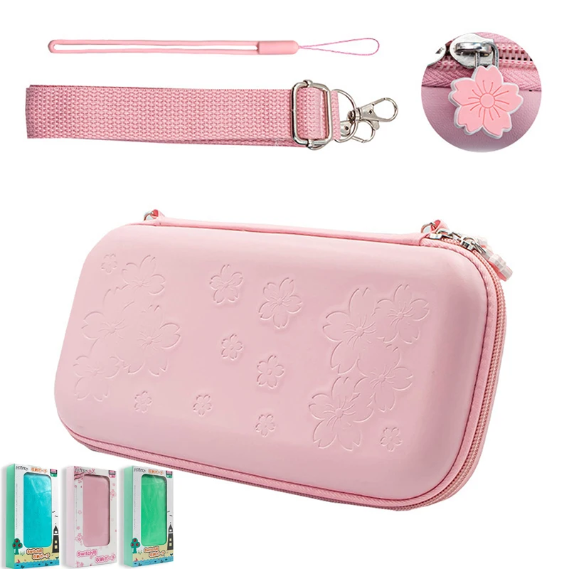 

Cute Pink Sakura portable Storage Bag Travel Carry Case Cover for Nintendo switch game Accessories PU Carrying Switch Shell Case