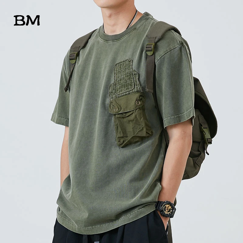 Летняя модная мужская футболка в стиле милитари ретро японский стиль Харадзюку