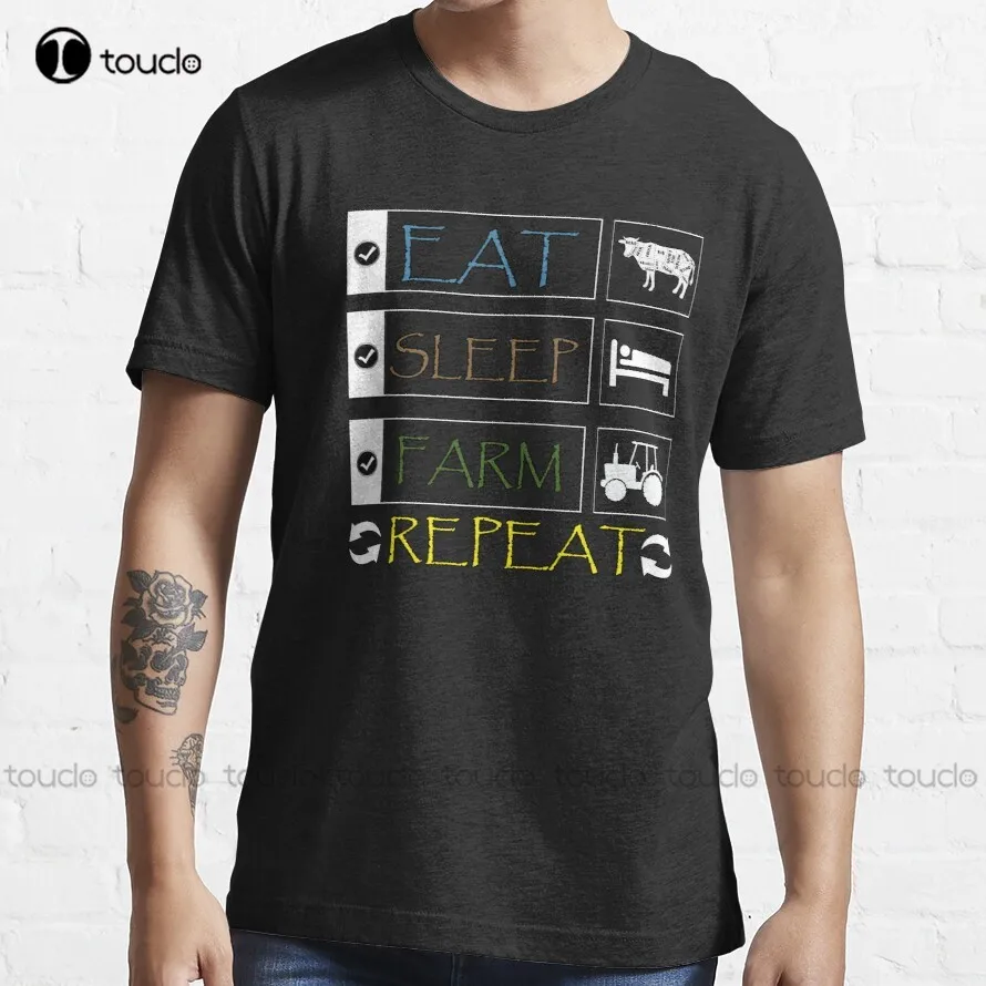 

Eat Sleep Farm Repeat Farmers Design T-Shirt Black Shirt Custom Aldult Teen Unisex Digital Printing Tee Shirt Xs-5Xl